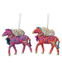 Gisela Graham Fantasy Zebra Resin Tree Decoration x2